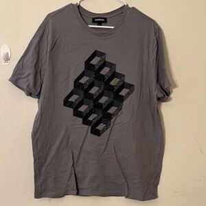 Express Charcoal 3D Cube Men's Tee